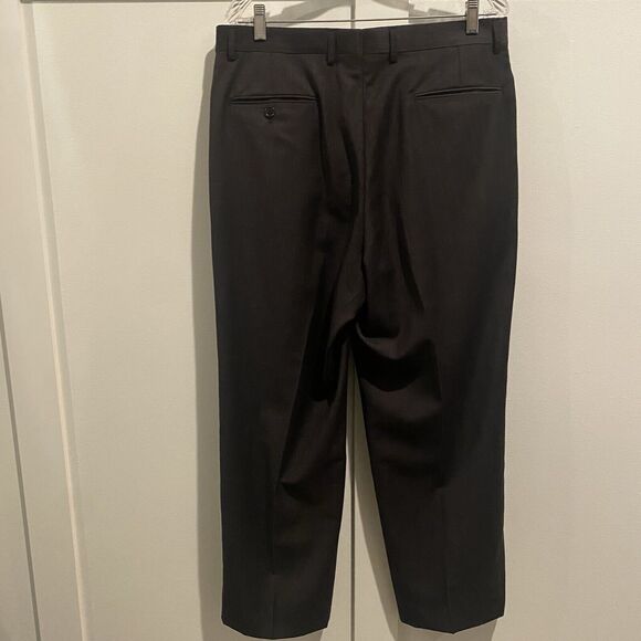 Tommy Hilfiger Pants Men 34x28.5 Charcoal Grey Pinstripe Cashmere Blend Pleated - Picture 8 of 15